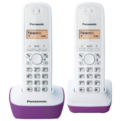 ﻿Panasonic KX-TG1612FRF Duo Téléphone Sans FIl Sans Répondeur Blanc Pourpre